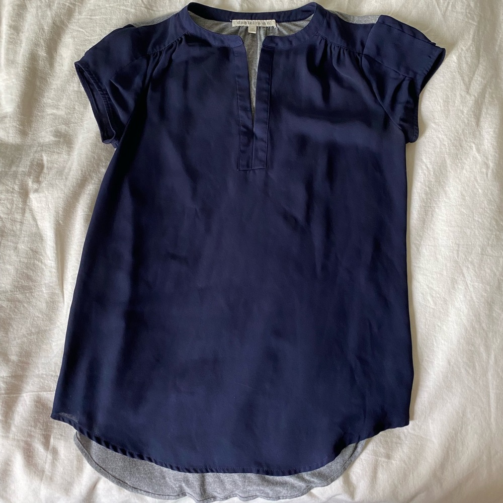 Daniel Rainn navy and gray two tone blouse XS